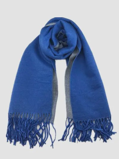 Double Sided Scarf Royal Blue And Grey