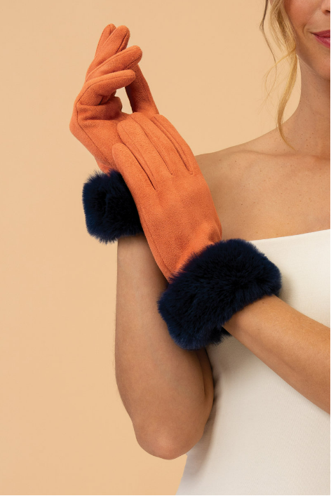 Bettina Gloves Tangerine/Navy