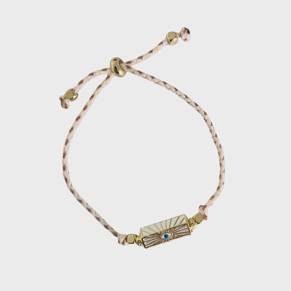 Evil Eye Cord Bracelet White