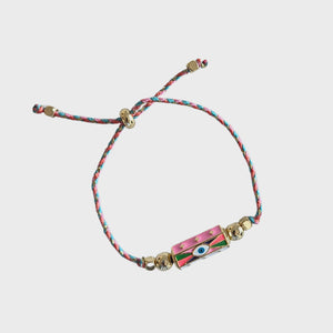 Evil Eye Cord Bracelet Pink