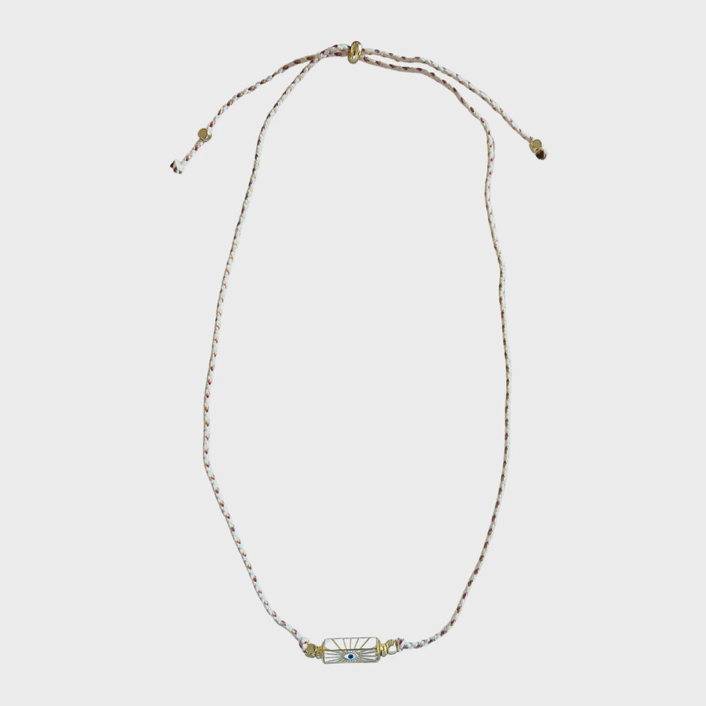 Evil Eye Cord Necklace White