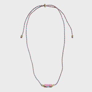 Evil Eye Cord Necklace Pink