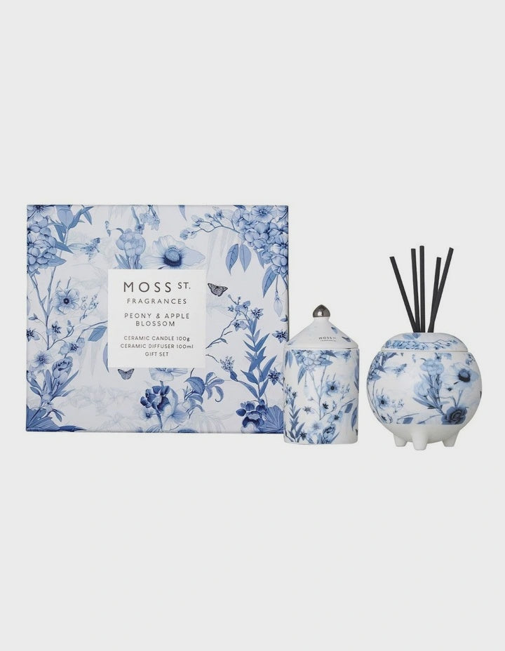 Peony & Apple Blossom Mini Candle & Diffuser Gift Set