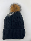 Knitted Beanie with Detachable Fur Pom Pom