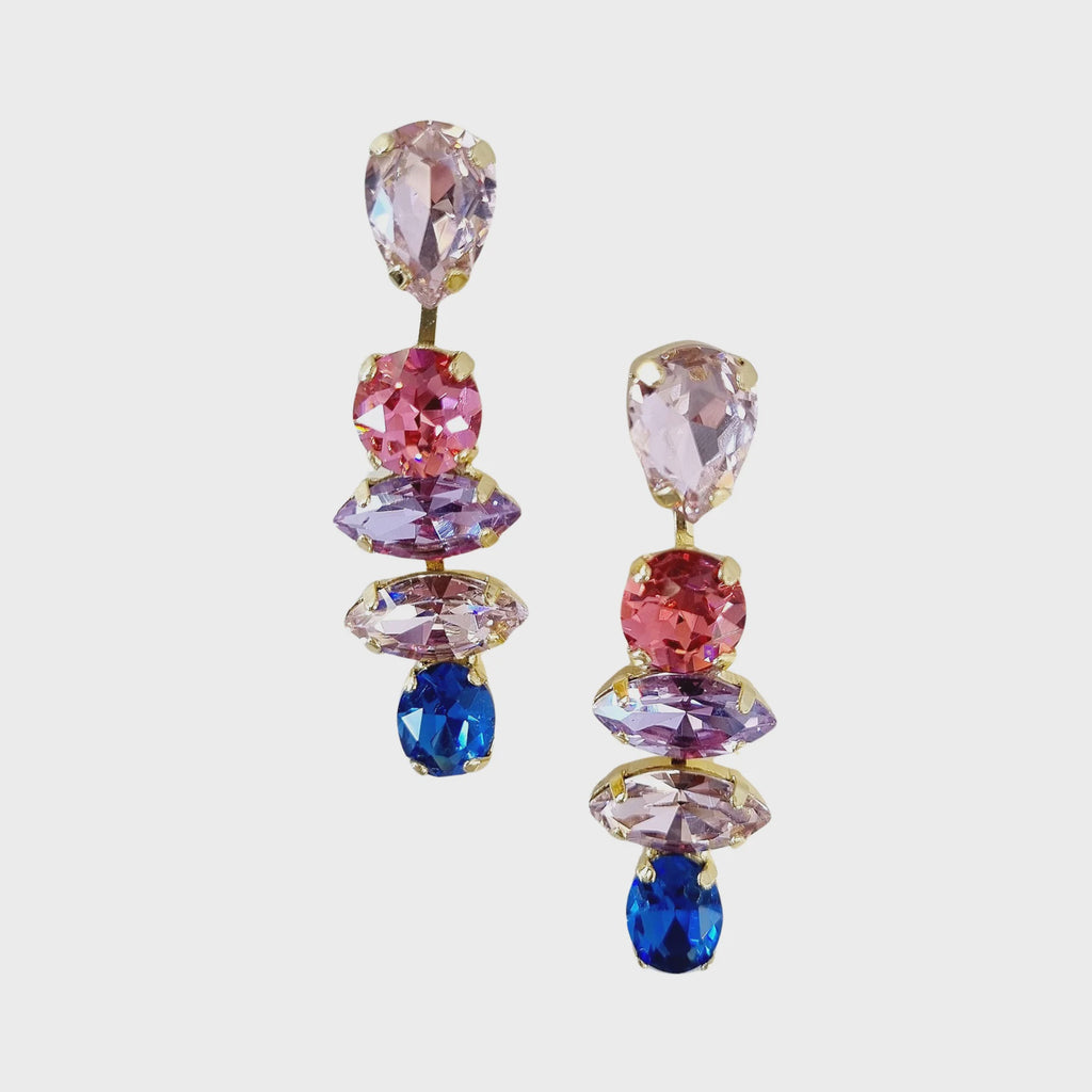 Gloria Cascading Gem Earring Pink