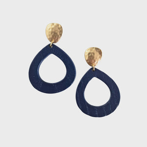 Stacey Teardrop Wood Earring Navy