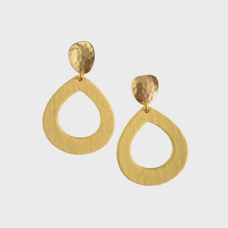 Stacey Teardrop Wood Earring Yellow