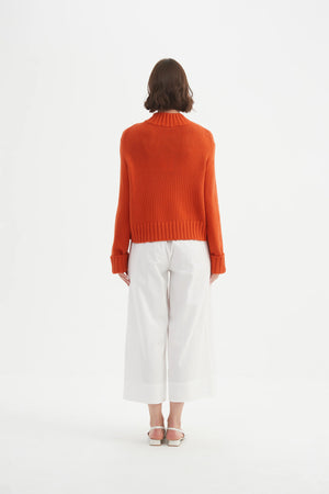 Crossover Collar Knit - Blood Orange
