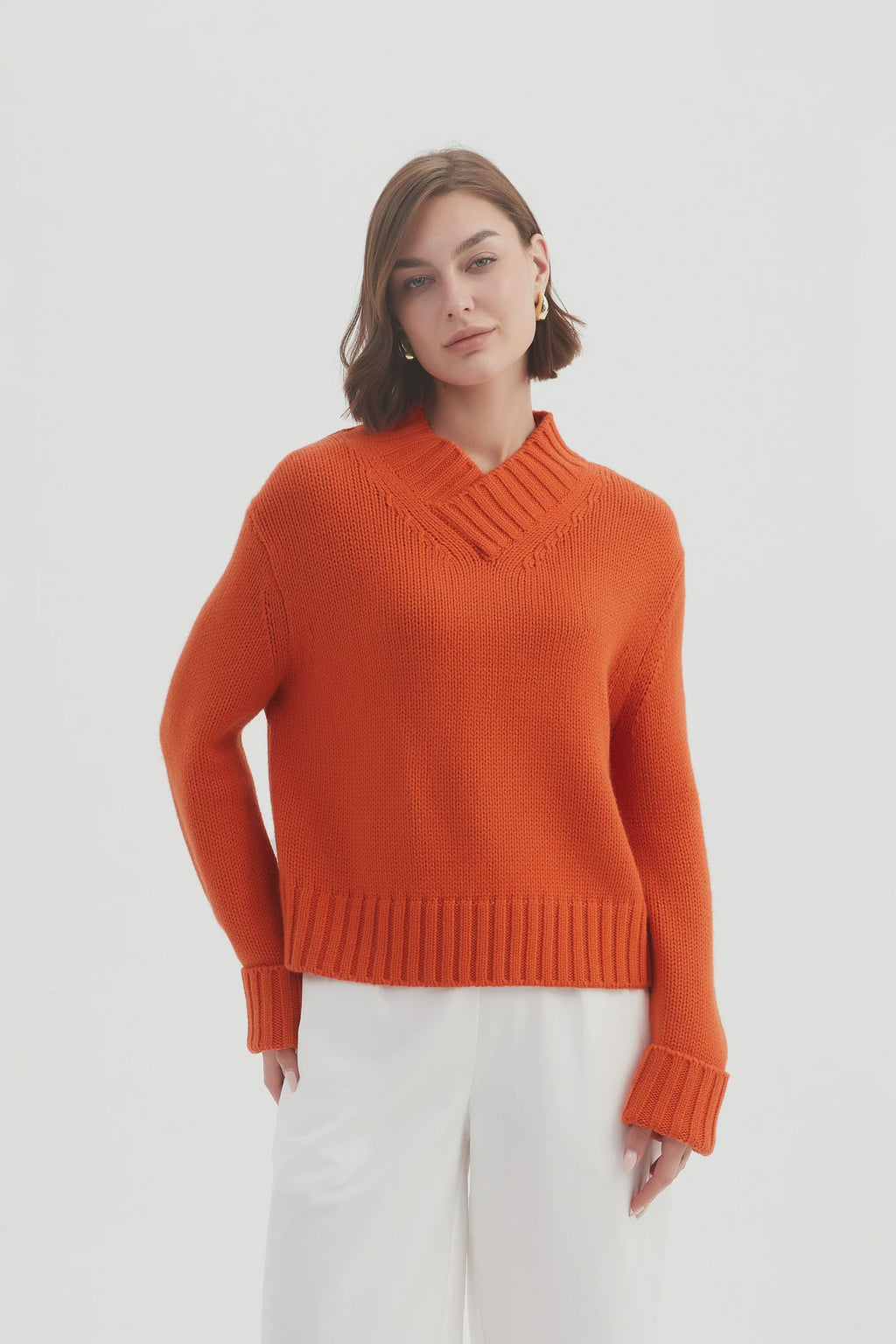 Crossover Collar Knit - Blood Orange