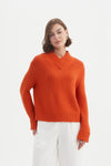 Crossover Collar Knit - Blood Orange