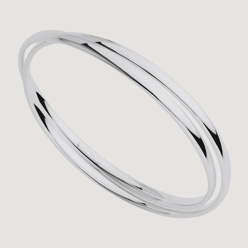 Duet Silver Bangle