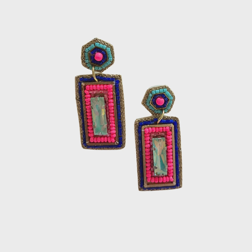 Reba Beaded Earring Pink Blue