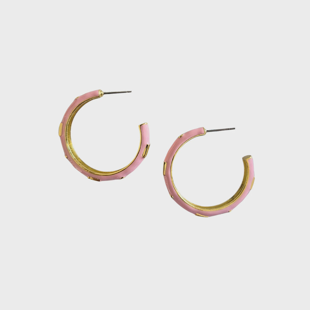 Pamela Enamel Hoop Earring Pink
