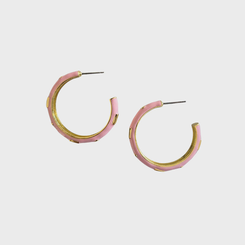 Pamela Enamel Hoop Earring Pink