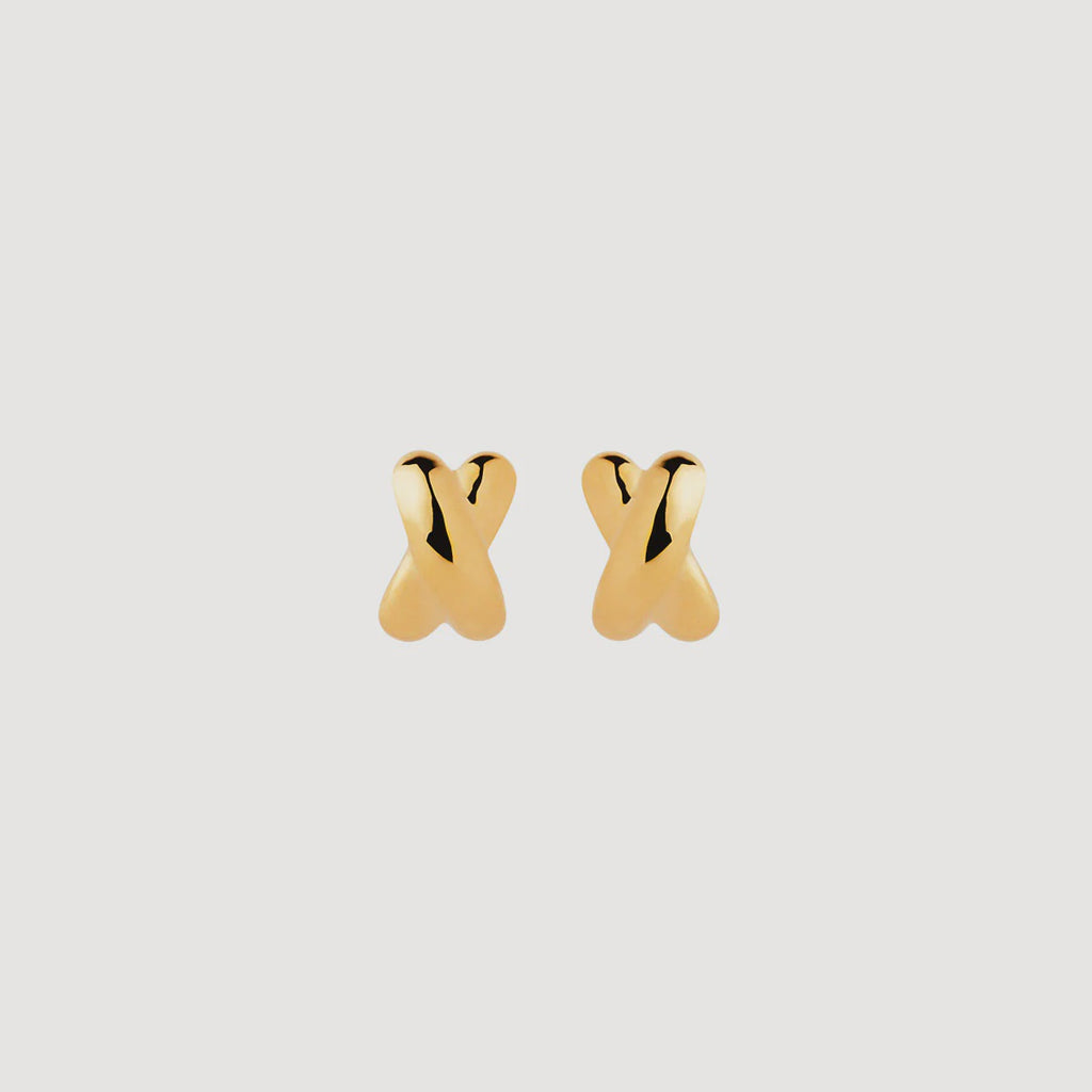 Bisous Yellow Gold Stud Earrings