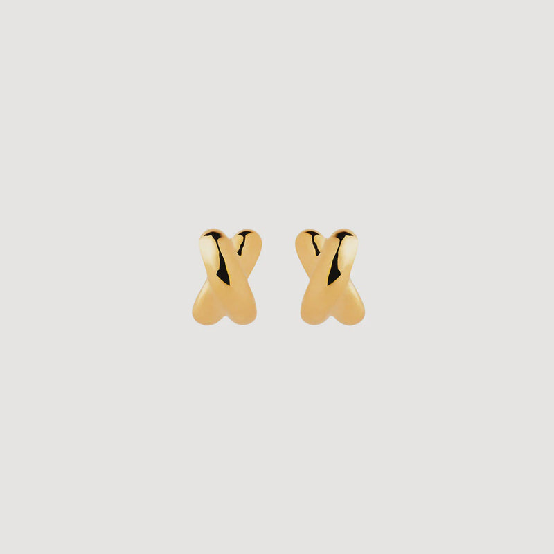 Bisous Yellow Gold Stud Earrings