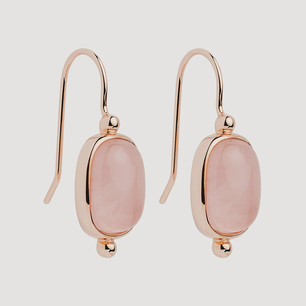 Fleur Rose Gold Rose Quartz Earrings
