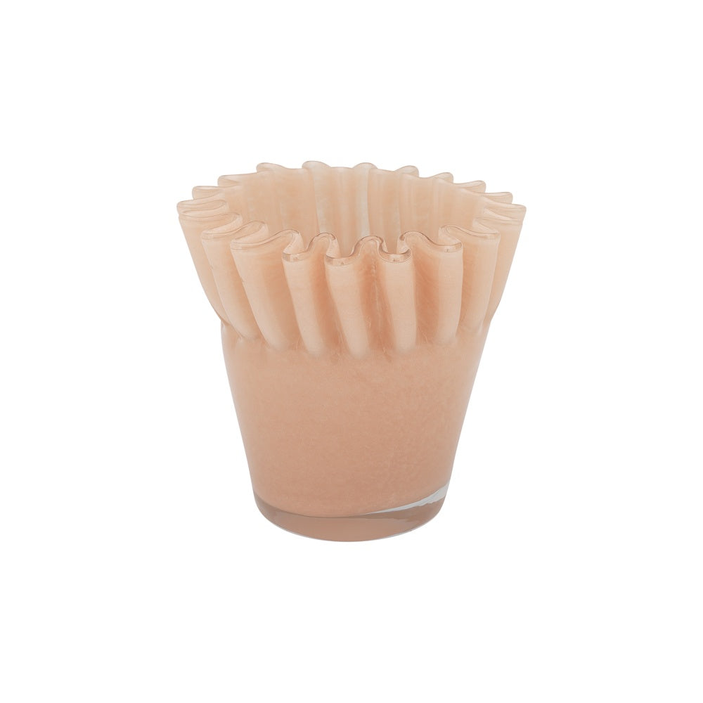 Tousle Fluted Vase Pink 14cm