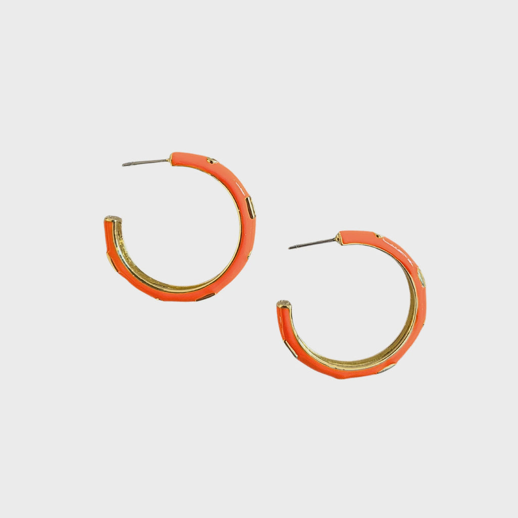 Pamela Enamel Hoop Earring Orange