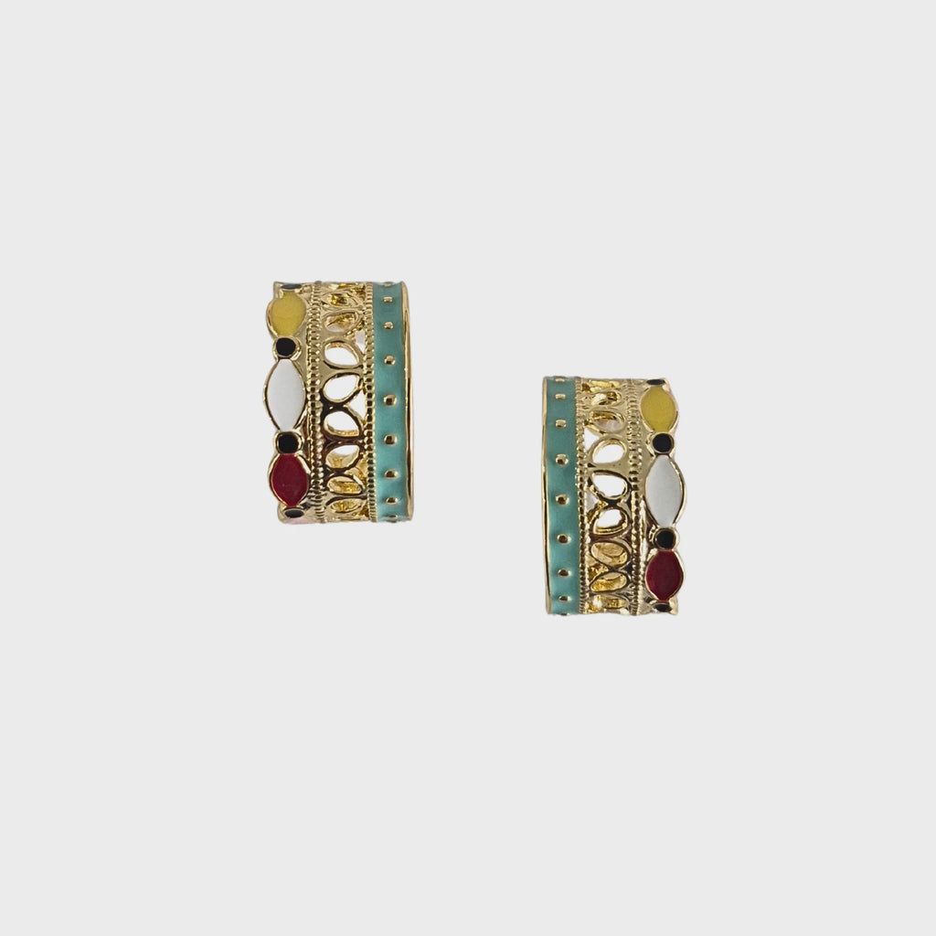 Enamel Hoop Earring Aqua