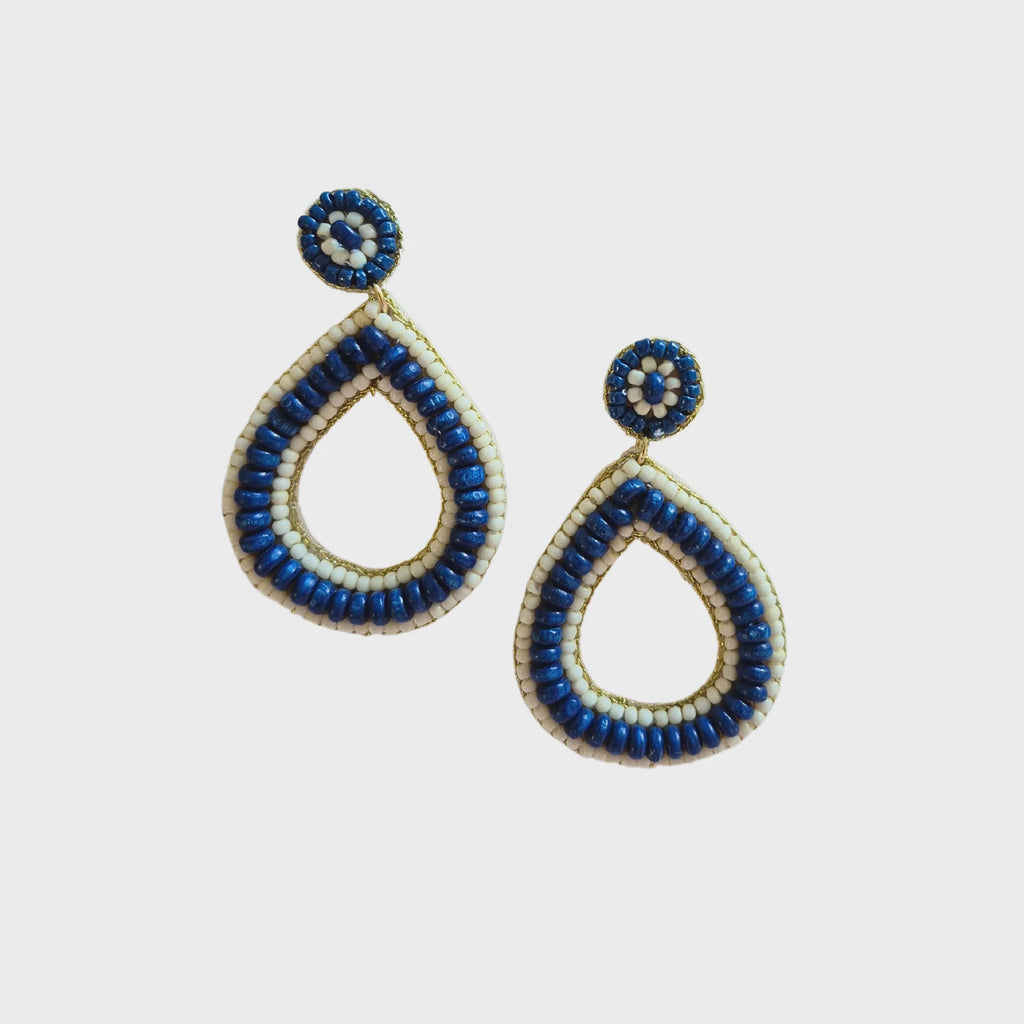 Beaded Teardrop Earring Blue