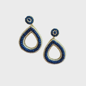 Beaded Teardrop Earring Blue