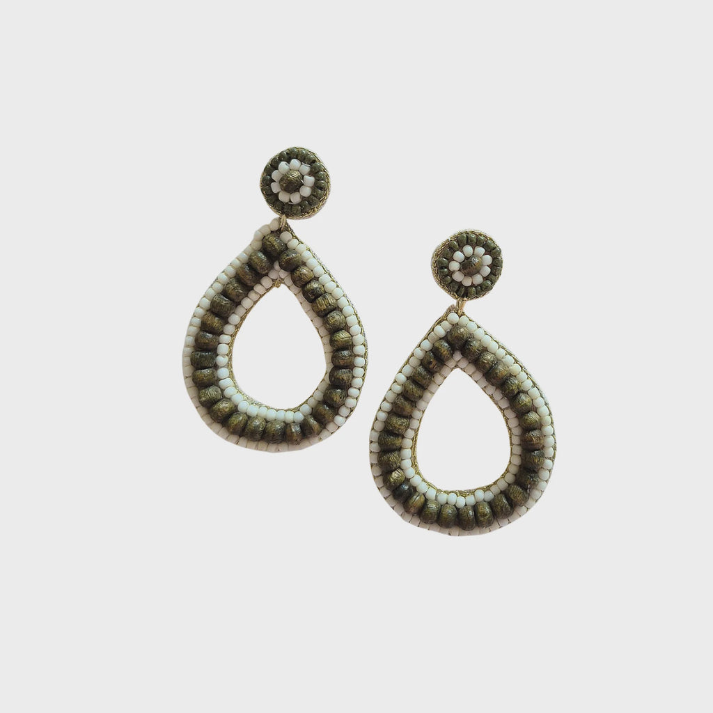 Beaded Teardrop Earring Green
