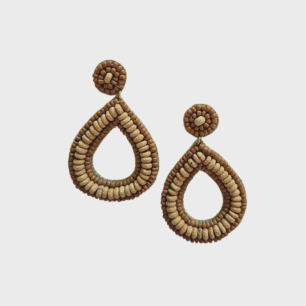 Beaded Teardrop Earring Natural