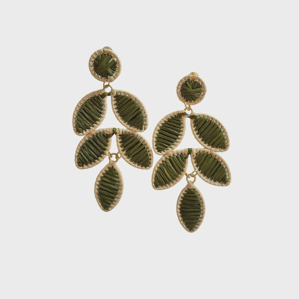 Leif Raffia Earring Olive
