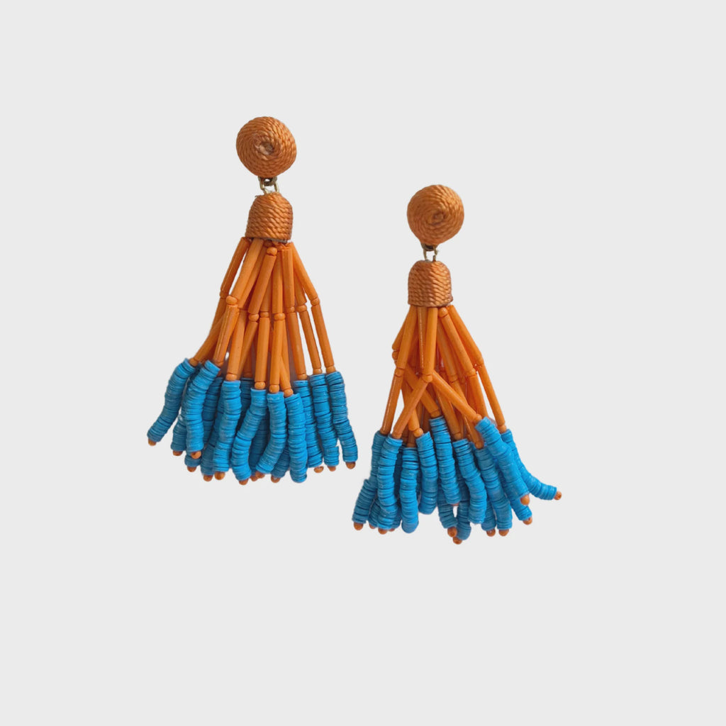 Layla Beaded Earring Blue Orange