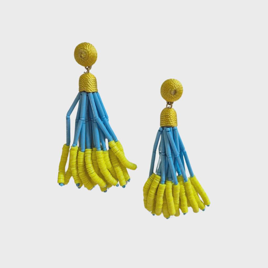 Layla Beaded Earring Blue Yellow