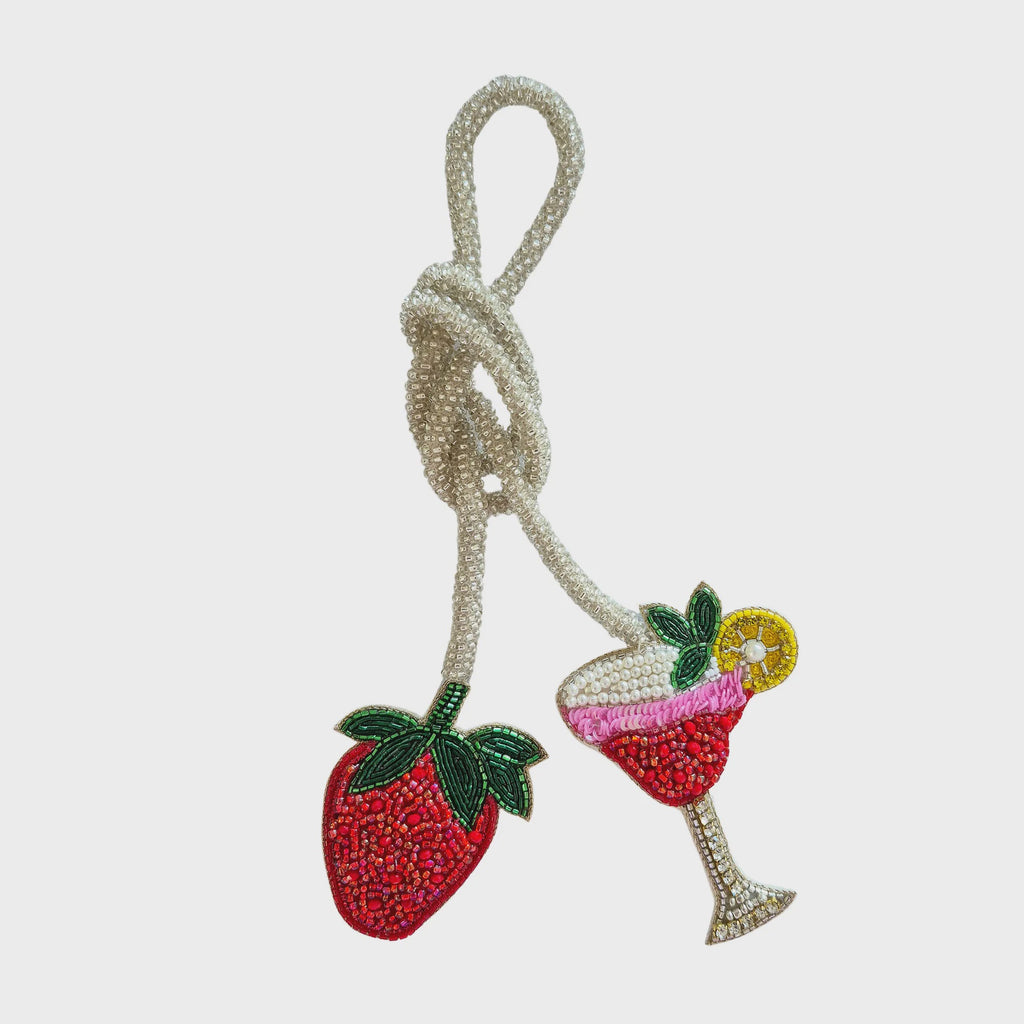 Beaded Bag Charm Strawberry Daiquiri