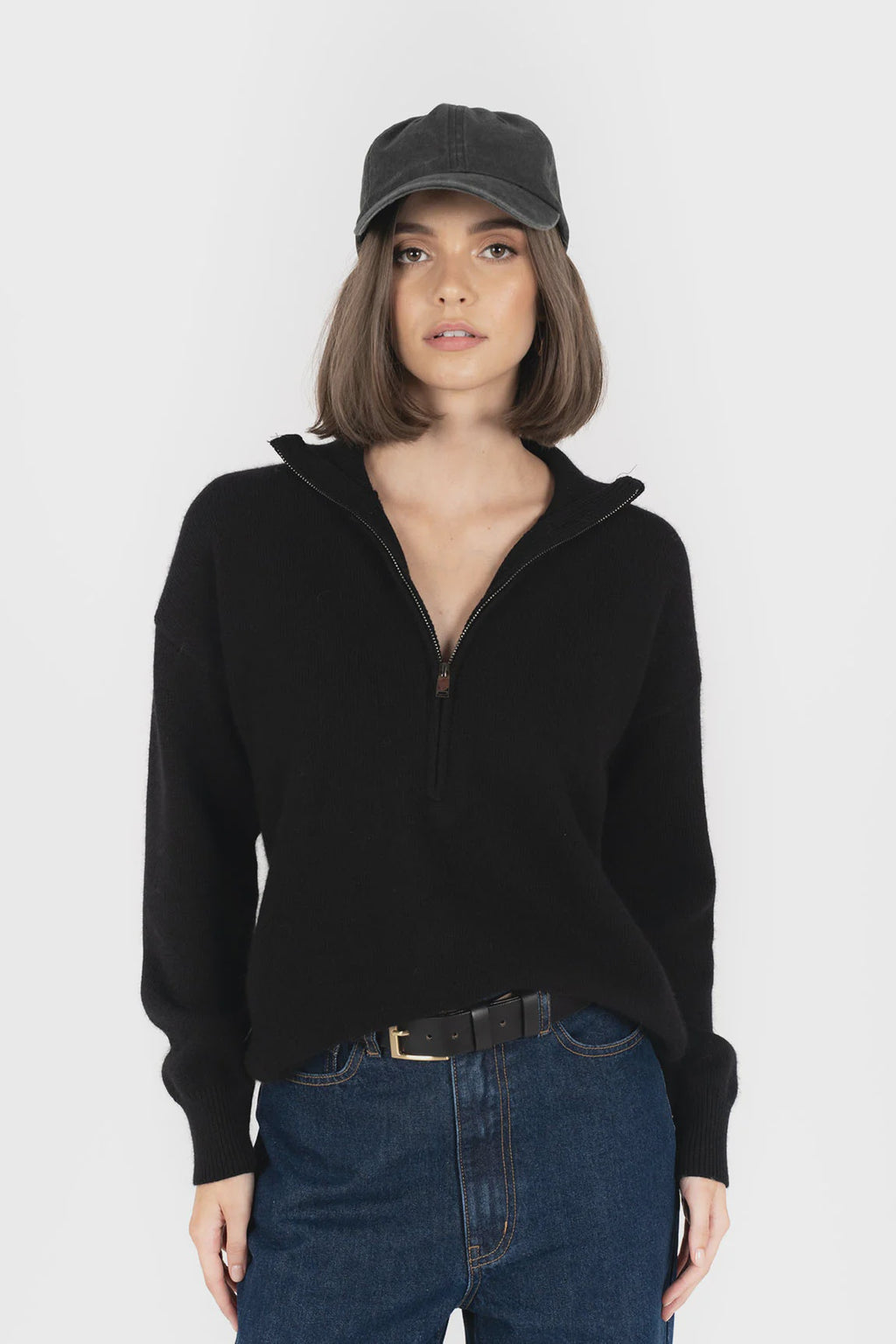 Knox Zip Sweater Black