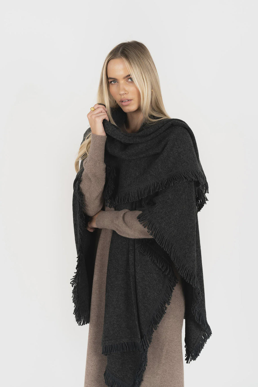 Fringe Wrap Dark Charcoal