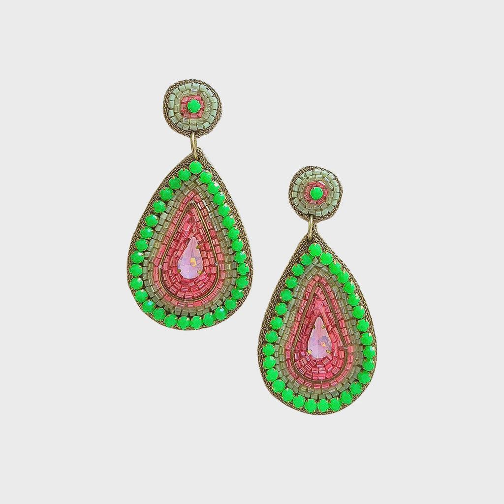 Jude Beaded Earring Pink Green