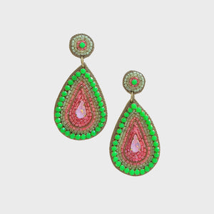 Jude Beaded Earring Pink Green