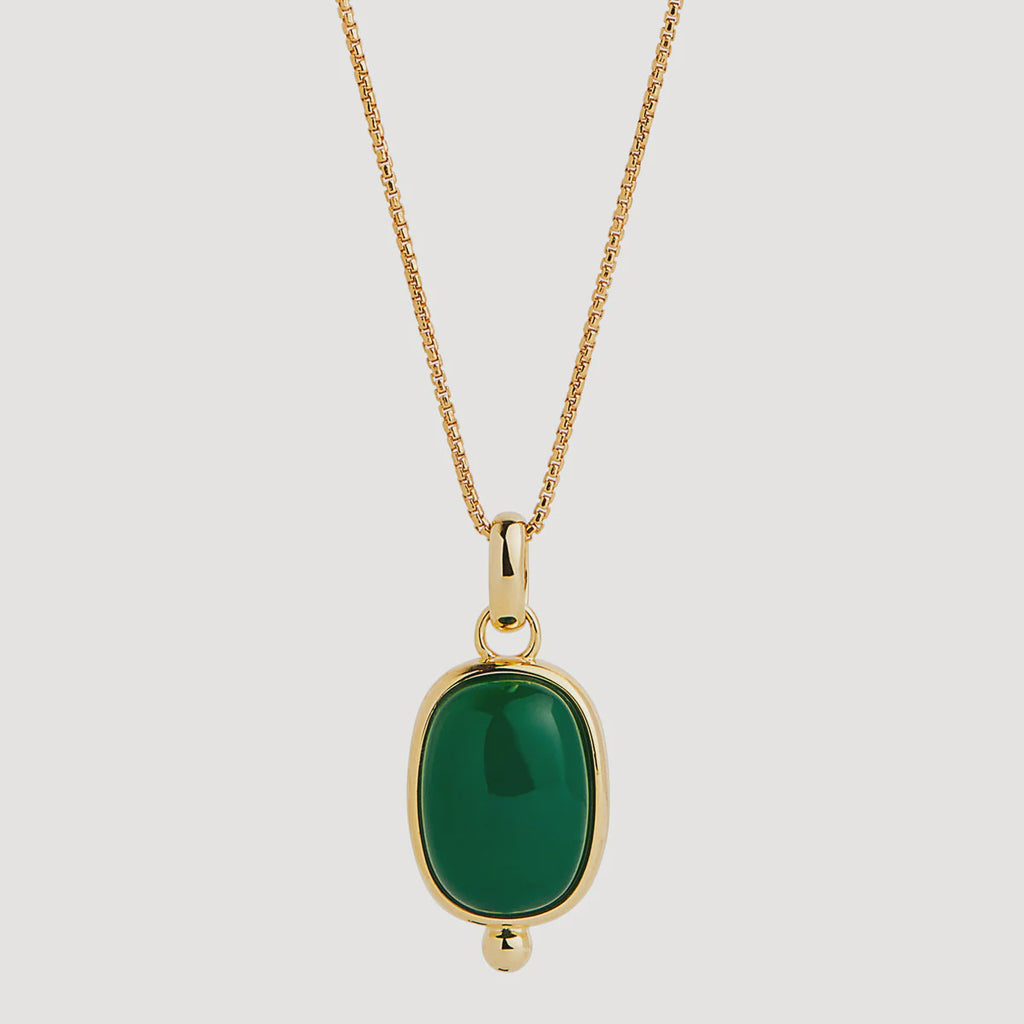 Fleur Yellow Gold Green Onyx Necklace