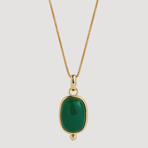 Fleur Yellow Gold Green Onyx Necklace