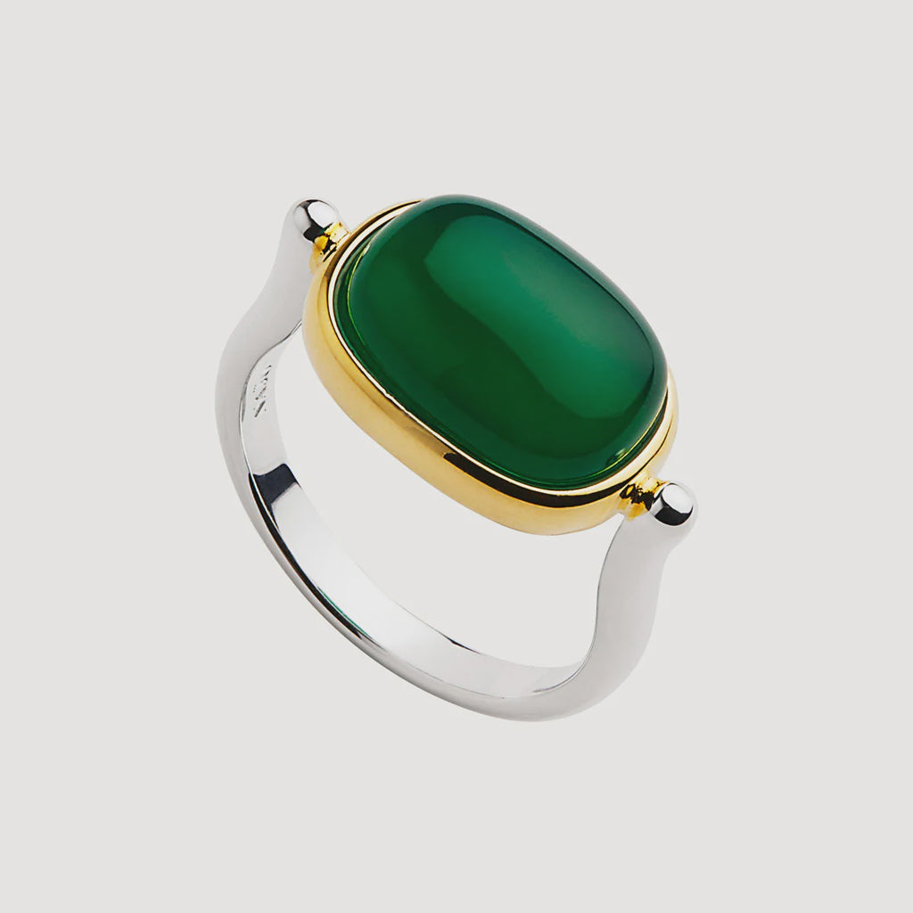 Fleur Yellow Gold Green Onyx Ring