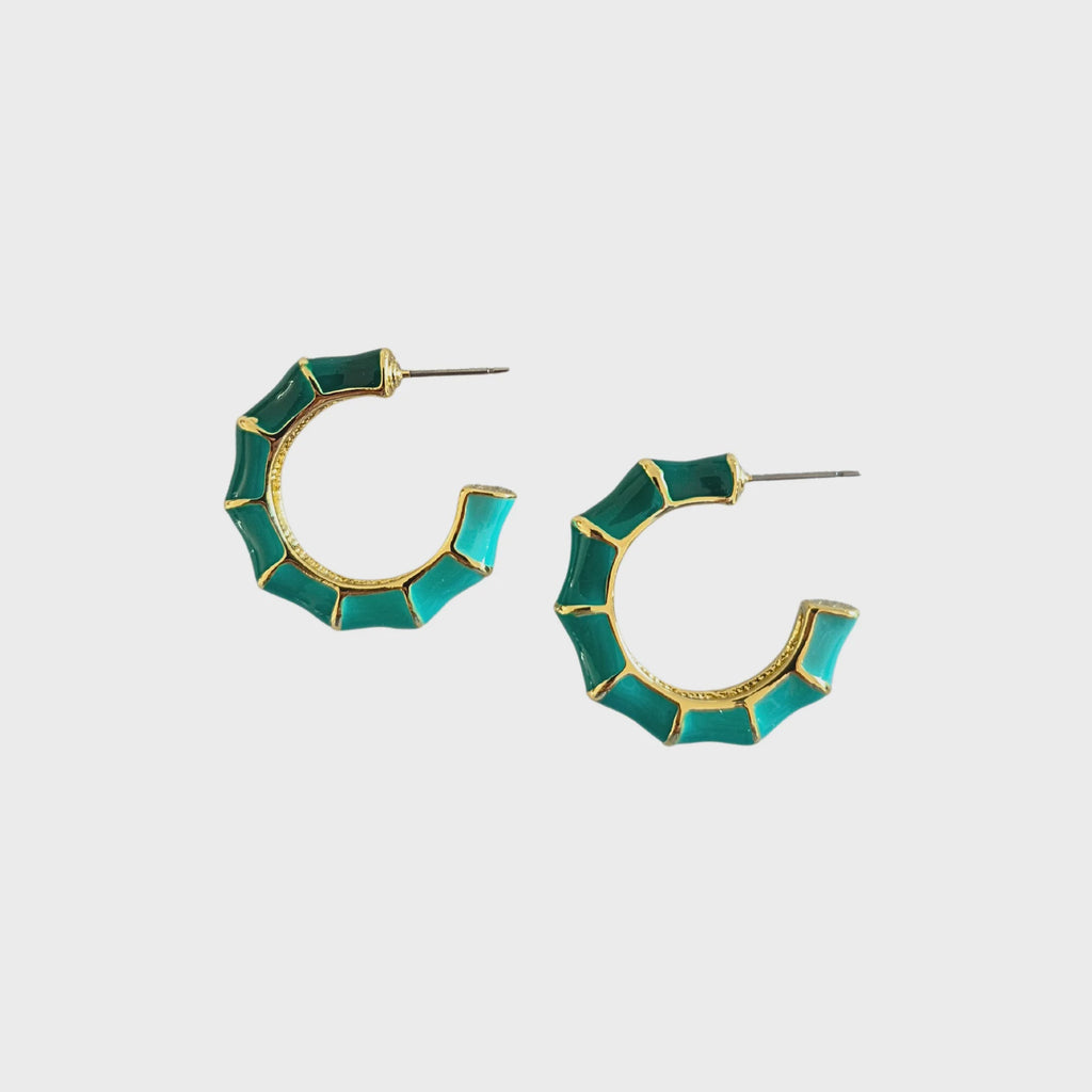 Enamel Hoop Earring Green