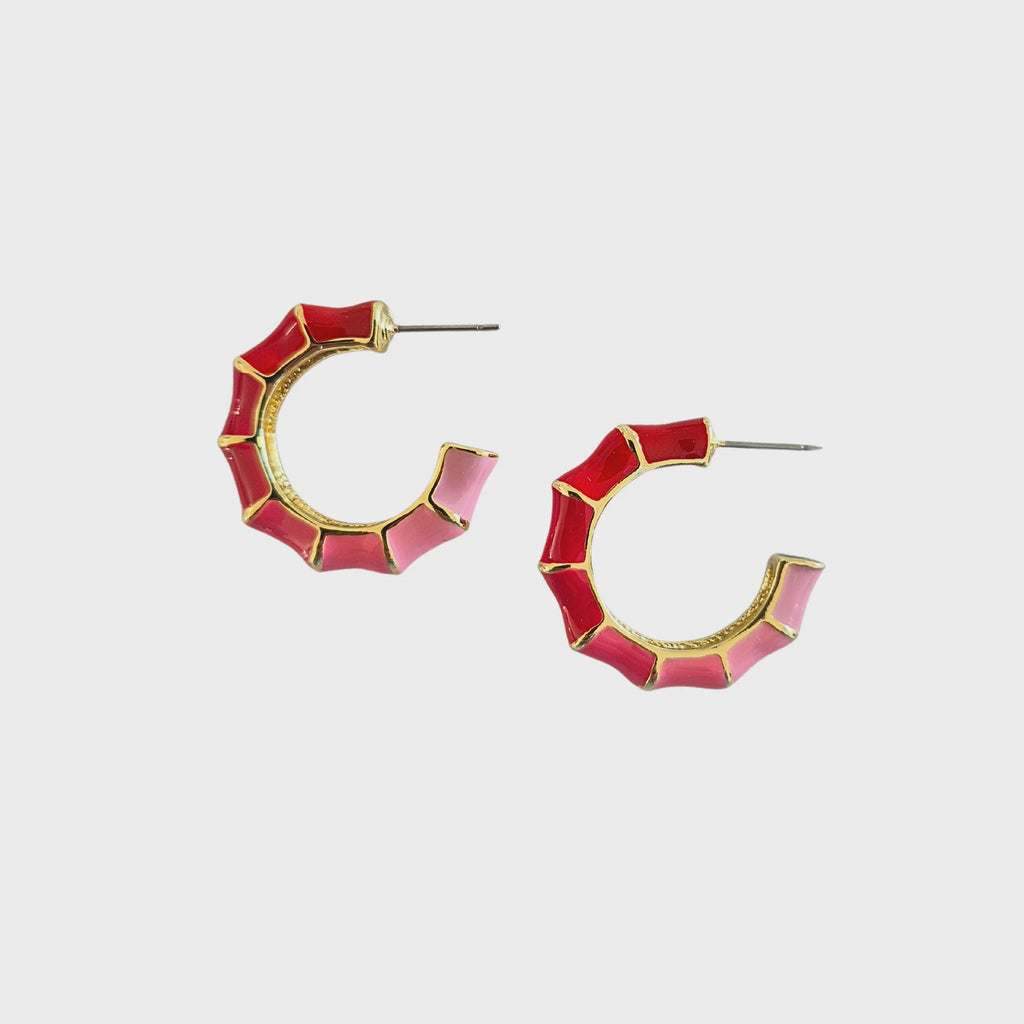 Enamel Hoop Earring Pink