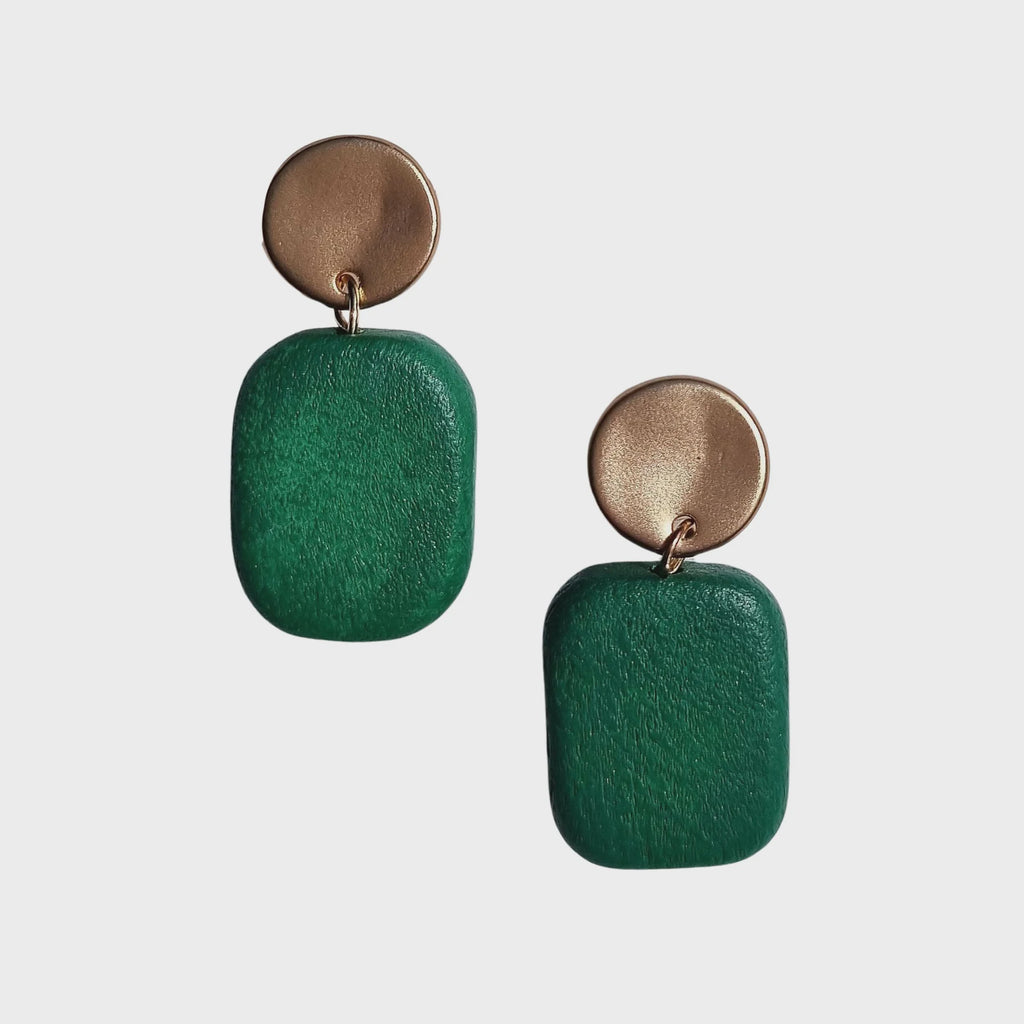 Samantha Wood Earring Dark Green