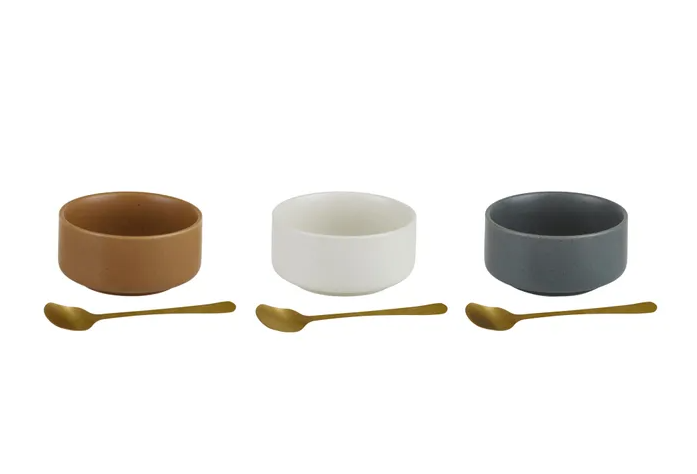 Viv S/2 Ceramic Bowl W Spoon Asst