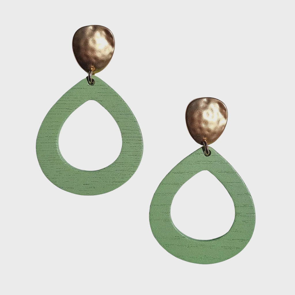Stacey Teardrop Wood Earring Lime