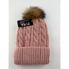 Knitted Beanie with Detachable Fur Pom Pom