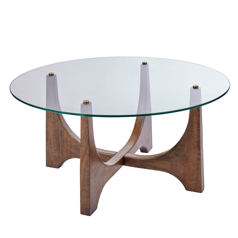 Mid Century Wood & Glass Coffee Table
