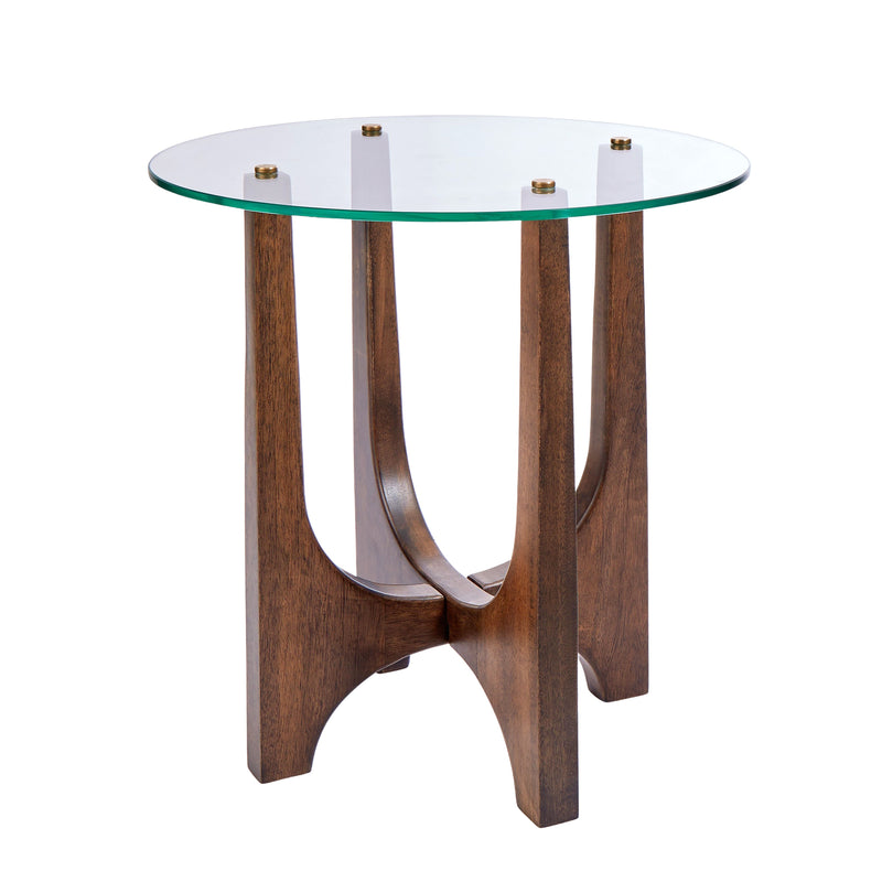 Mid Century Wood & Glass Side Table