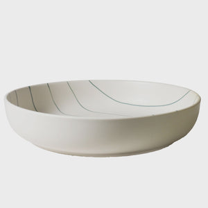 Coastal Junction 28cm Salad Bowl / Cream with Green Stripe