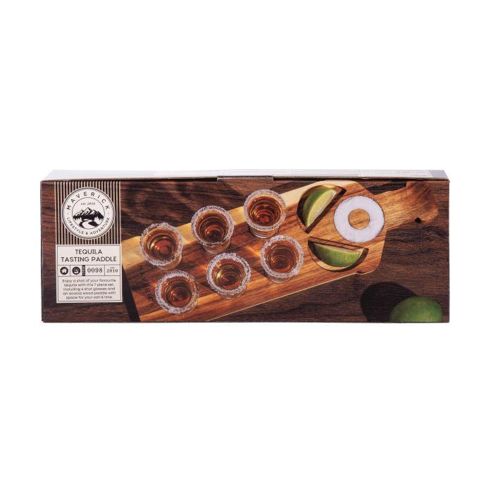 Tequila Board And Shot Glass Paddle Set