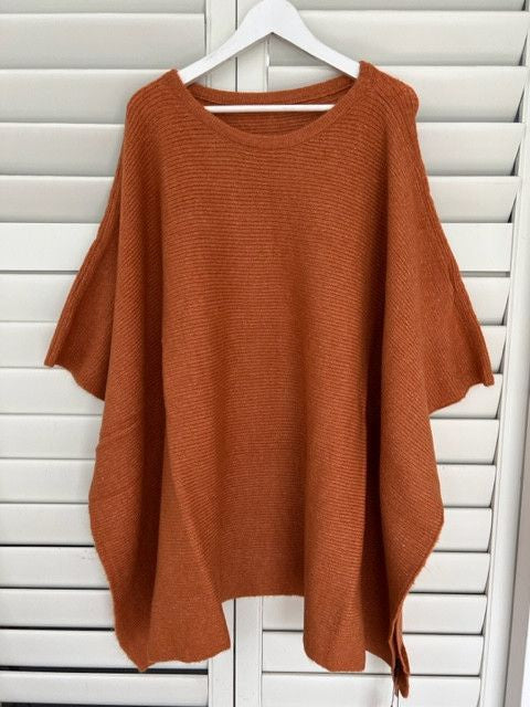 Knitted Poncho Rust